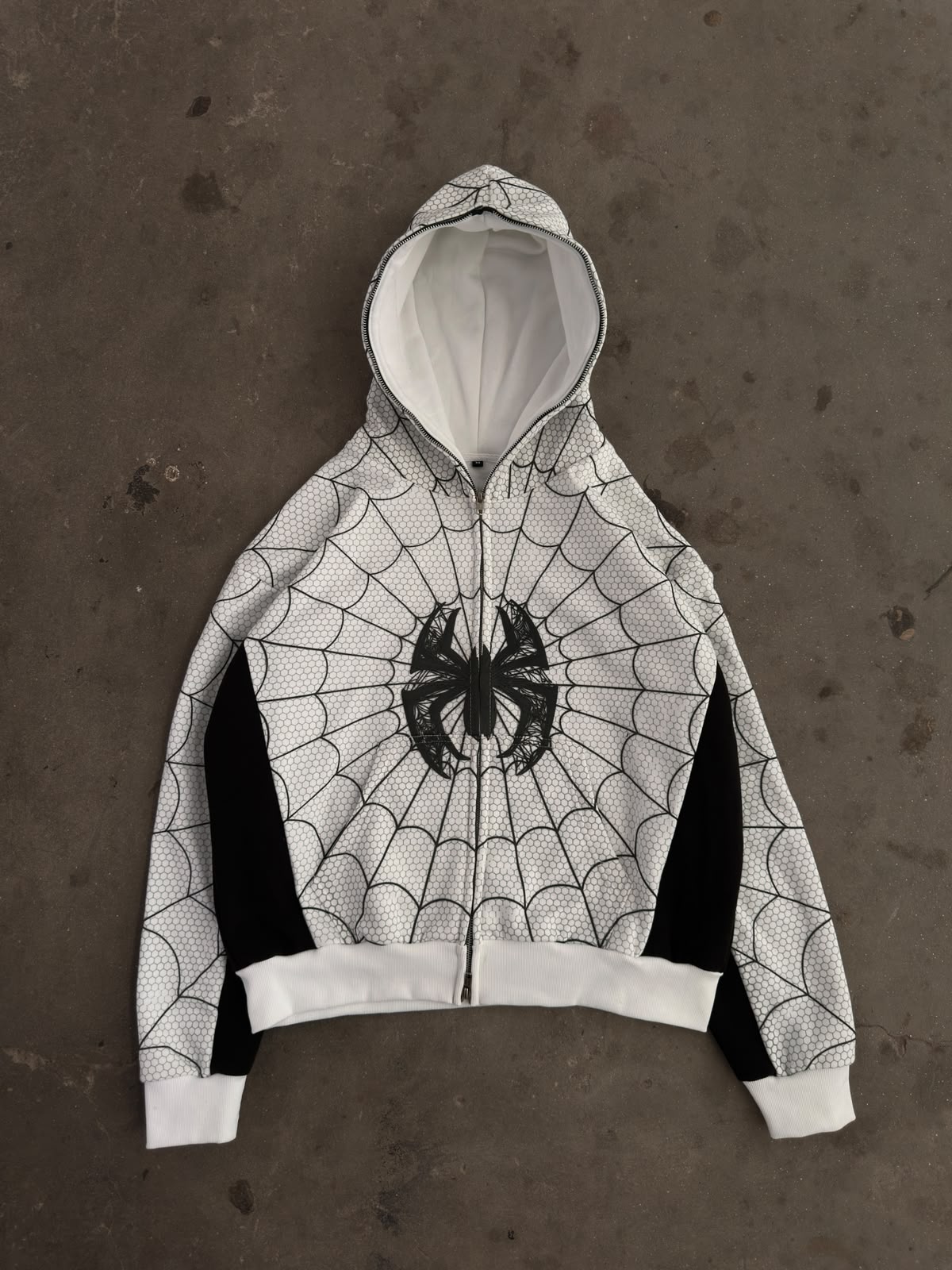 Spider Web Full-Zip Hoodie-White